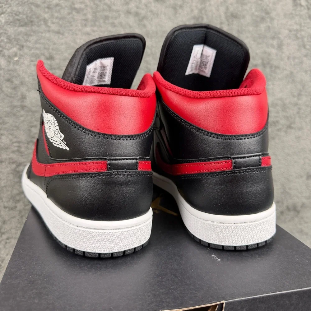 Air Jordan 1 Mid Bred Twist Mens Size 10 (DQ8426-067) Red White Black